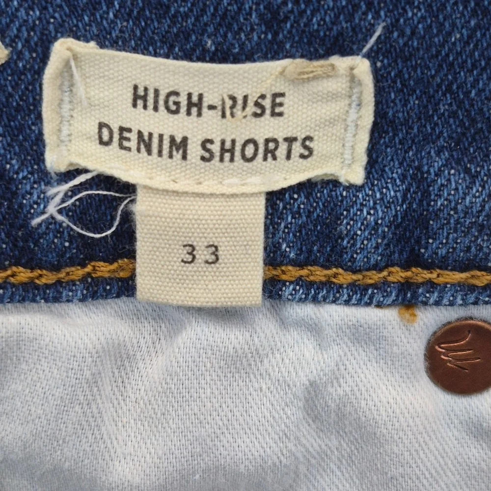 Madewell High Rise Denim Shorts Women's Size 33 Medium Wash Raw Hem